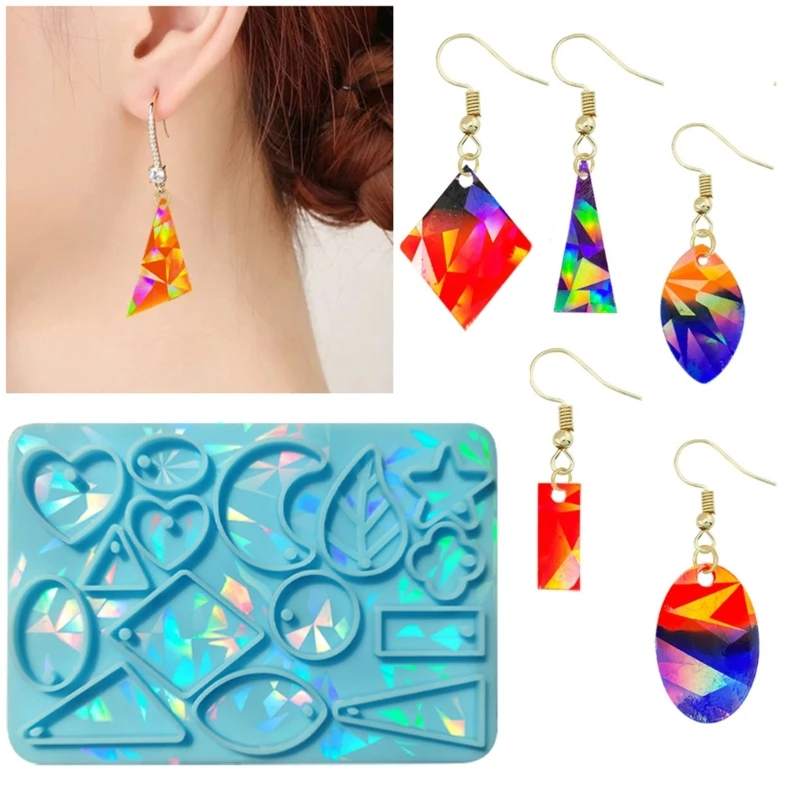 DIY Light and  Keychain Earrings Silicone Epoxy Mold DIY Ornaments Pendant Crafting Mould for Valentines Love Gift