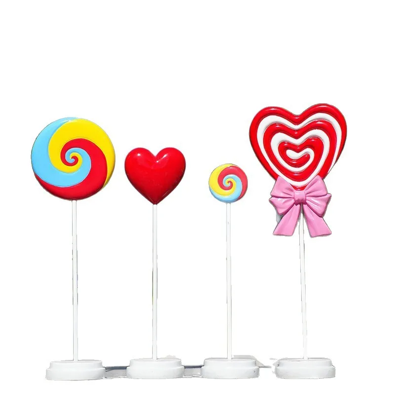 Simulation candy lollipop crutches love cake dessert ornament outdoor fiberglass sculpture garden landscape decoration