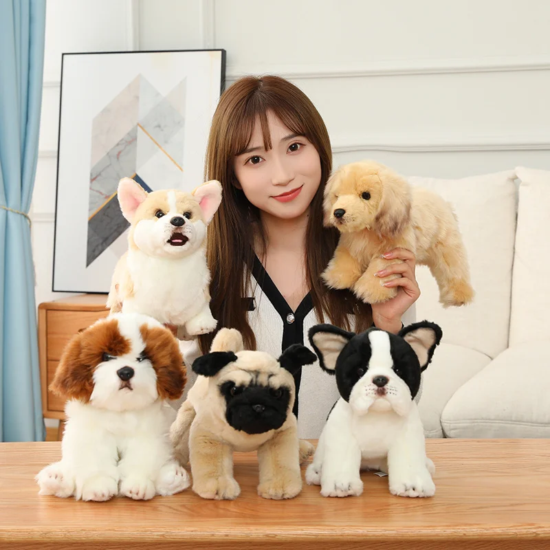 38CM Lovely Simulation Dog Kids Dolls Corgi Stuffed Pet Soft Animal Toys For Children Birthday Gift Decor Collection Brinquedos