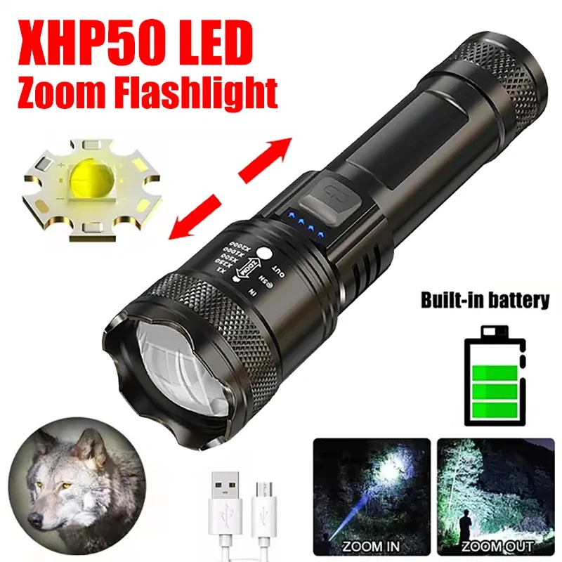 KDULIT High Power LED Flashlight Superbright Zoomable Tactical Torch Outdoor Waterproof Camping Emergency Flashlight Lantern