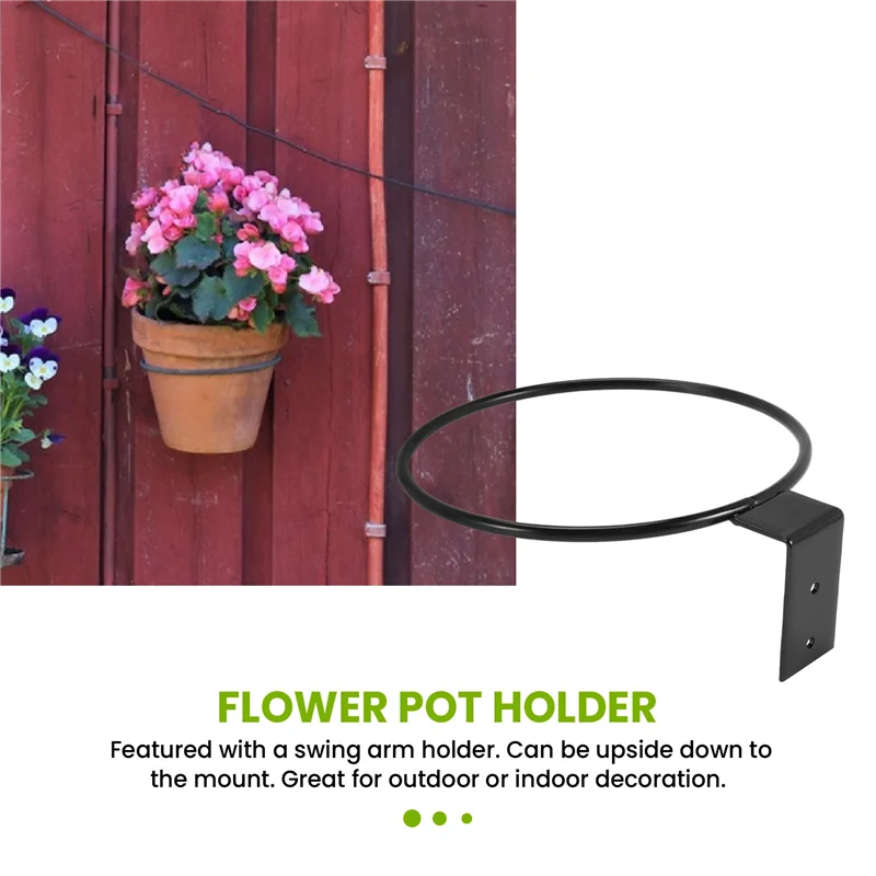 

ABKL-Flower Pot Holder Ring Wall Mounted Metal Planter Hooks Hangers Wall Bracket, 6 Pack, Black