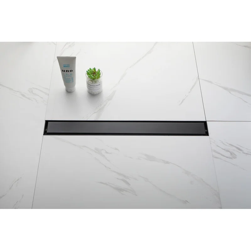 

24 Inch Linear Shower Drain with Removable Cover, 304 Stainless Steel Floor Drain, Hair Strainer, Adjustable Feet