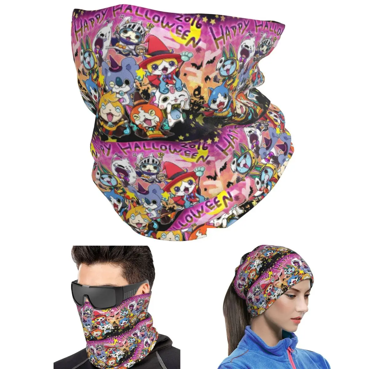 Yo-Kai Watch Cartoon Game Bandana Neck Cover Printed Wrap Mask Scarf Cycling Headband For Men Women Adult Winter