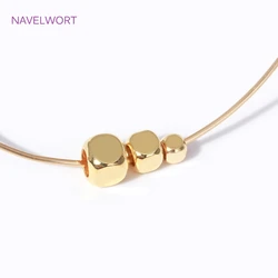 50/100PCS 18K Gold Plated Brass Square Cube Beads Metal Spacer Beads For Jewelry Making DIY Bracelets Necklace Beading Fittings