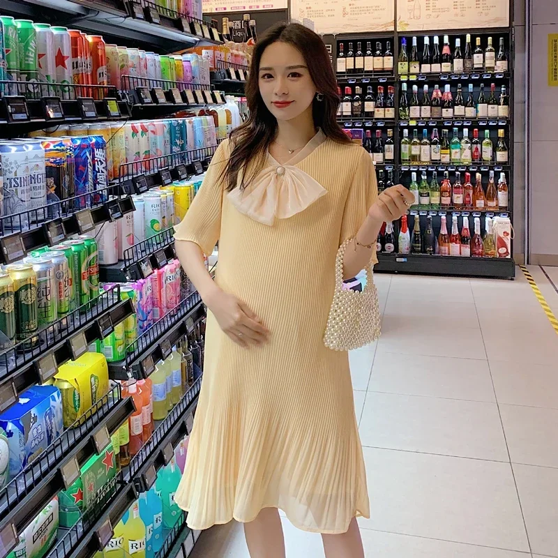 

Summer Chiffon Maternity Dresses For Pregnancy Pregnant Women Wedding Pleated Dress Sexy Photo Shoot Photography Props Clothing