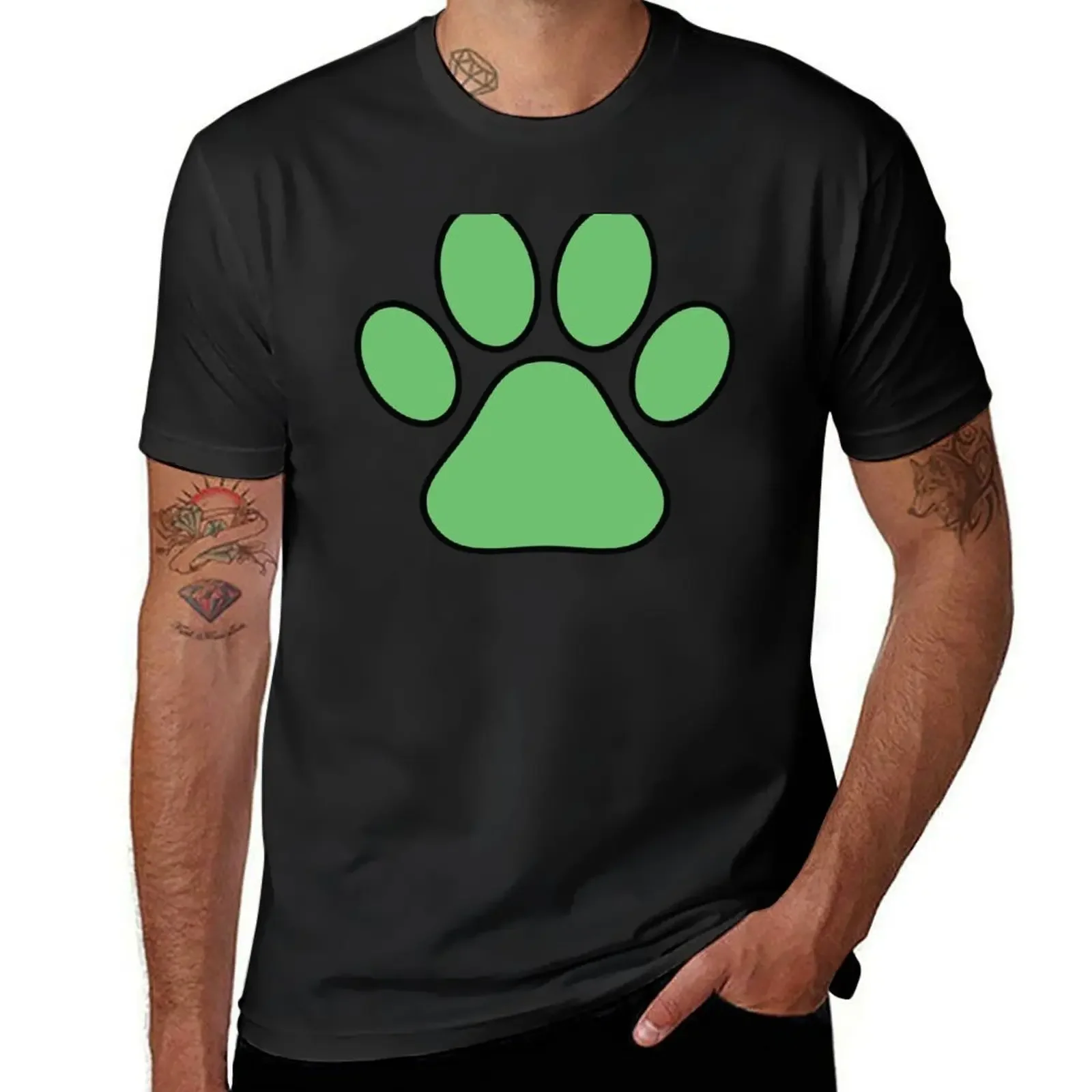 Green Paw T-Shirt plain anime stuff fitted t shirts for men