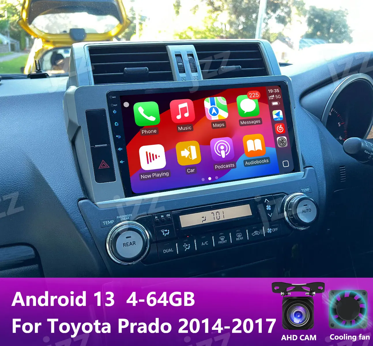 

For Toyota Land Cruiser Prado 150 2014 - 2017 Android 13 Car Radio GPS Navigation Bluetooth 5G WIFI Double DIN Multimedia Video