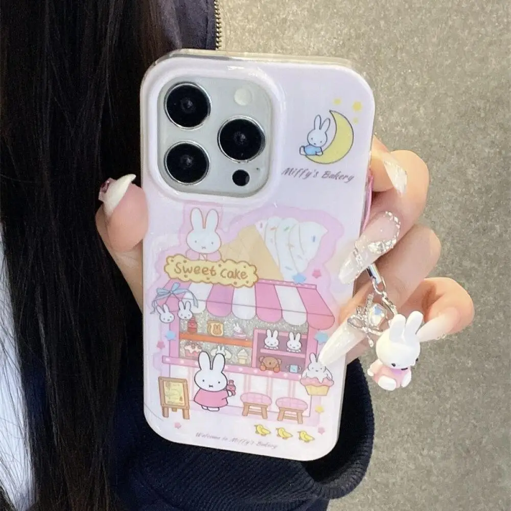 Miffy Rabbit Style Hollowed Out Glitter Rabbit Dessert Store Is Suitable for Iphone16 15 14 13Promax Series Phone Cases
