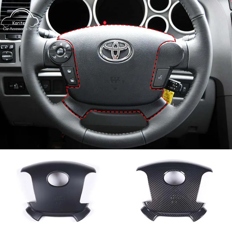 For Toyota Tundra 2007-2013 ABS Carbon Fiber Style Car Steering Wheel Panel Cover Decorative Sticker Interior Accessories