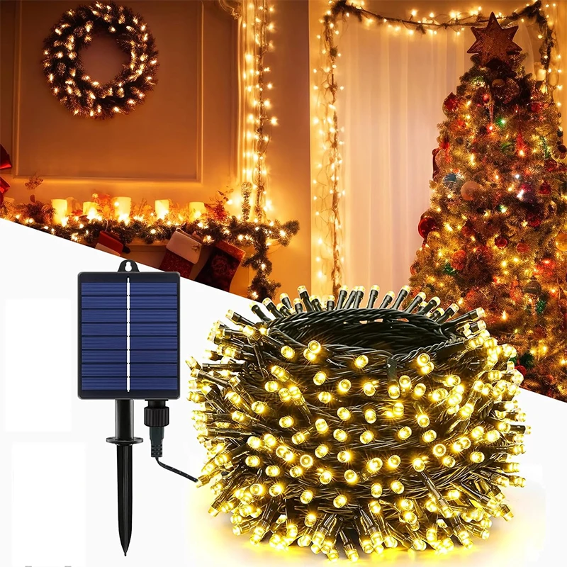 

Nice Solar String Lights For Outdoor With 8Modes Christmas Light Outdoors Waterproof Decoration Lamp For Yard Fence Balcony Part