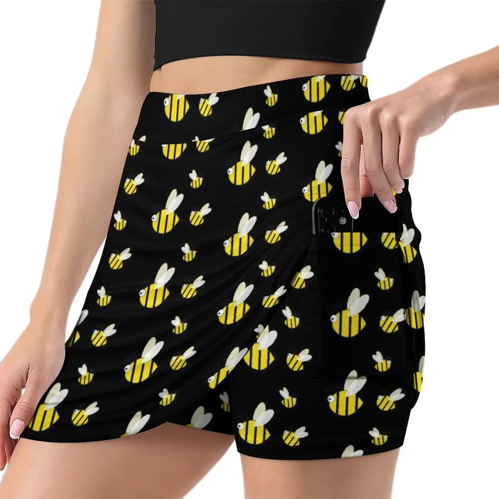 Cute bee on black background. Check my other bees. Mini Skirt fairy grunge sexy skirt korean luxury clothing Skirt shorts