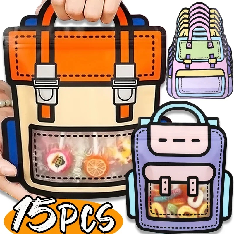 Desenhos animados selados sacos para crianças, mochila de plástico, auto-bloqueio, zíper, doces de Halloween, lanche, festa de aniversário, presente do festival, bonito