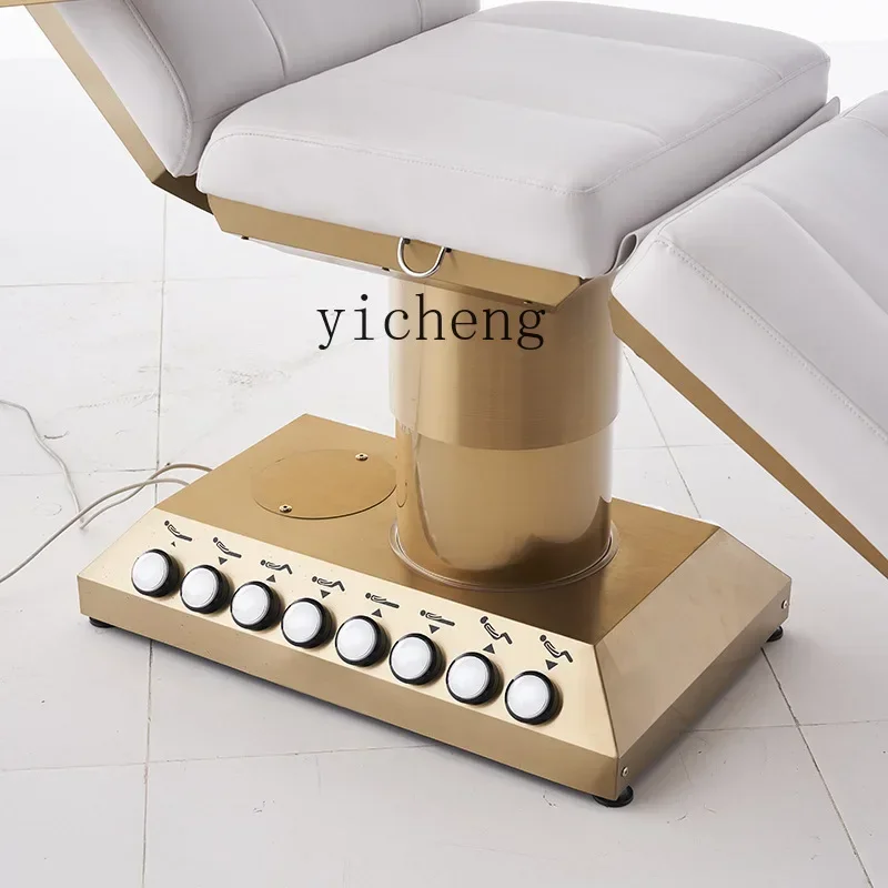 Cama de belleza eléctrica de acero inoxidable, cama Facial extranjera, cama de inyección de belleza médica, oro XL