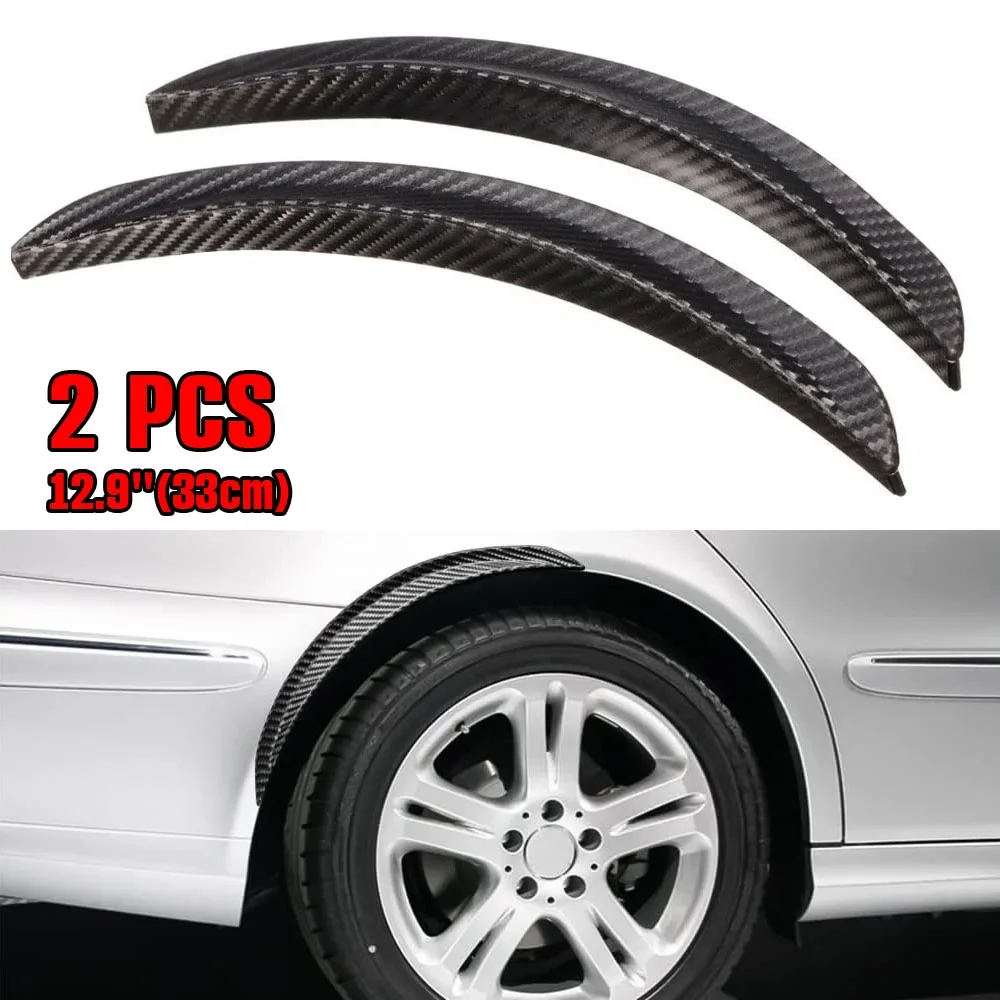 Universal Car Body Tuning Fender Flares Pair 33cm Carbon Fiber Look Wheel Lip Protector Trim Molding