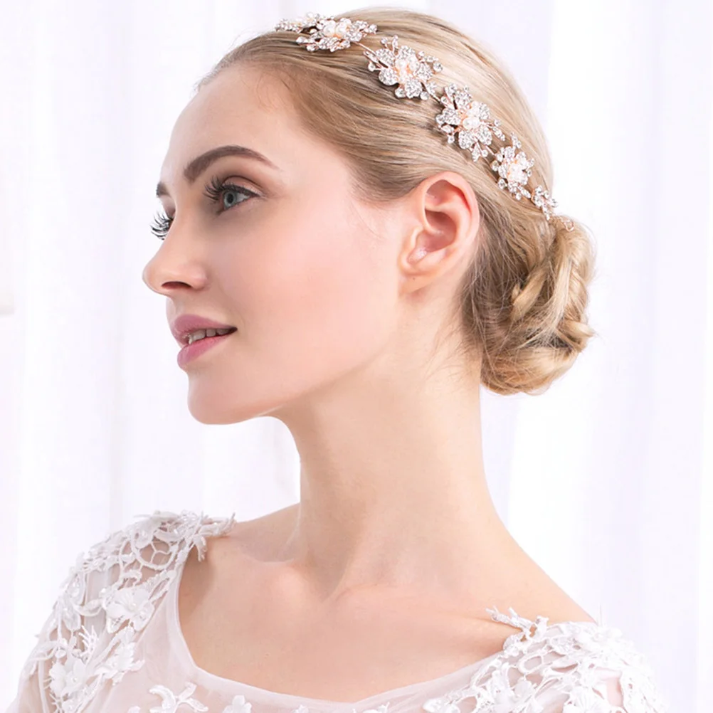 

Rose Gold Hair Band Adjustable Sparkling Alloy Bridal Headband Women Hoop Elegant Wedding Hair Accessories For Bridesmaid Party