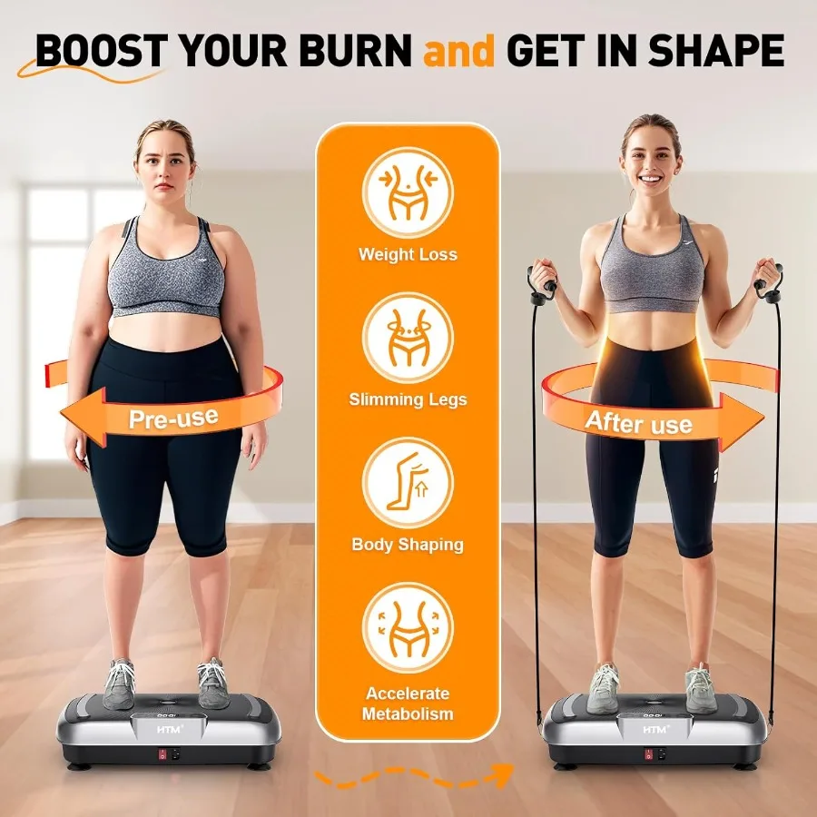 آلة تمرين لوحة الاهتزاز مع 180 إعدادًا للسرعة وسعة وزن 300 رطل لتخصيص جهاز التحكم عن بعد لكامل الجسم #4