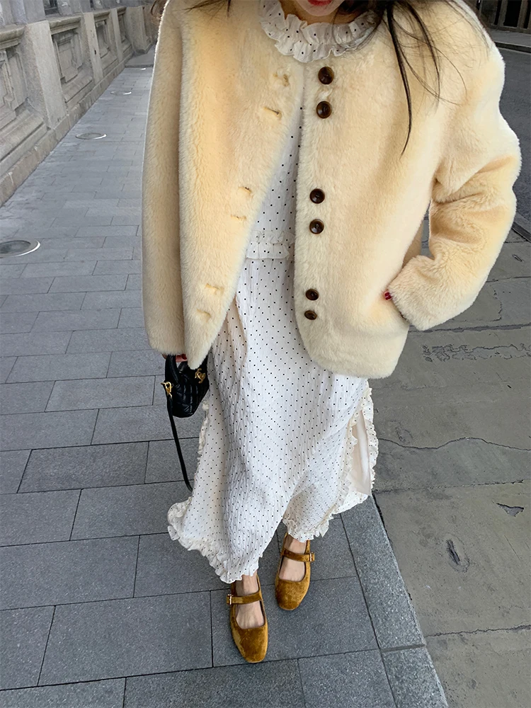 Cappotto di pelliccia da donna ort Capispalla di lana calda Inteated Pelle e pelliccia Autunno Inverno Nuovo Sle Coreano Pendolarismo Sle Lungo Sve