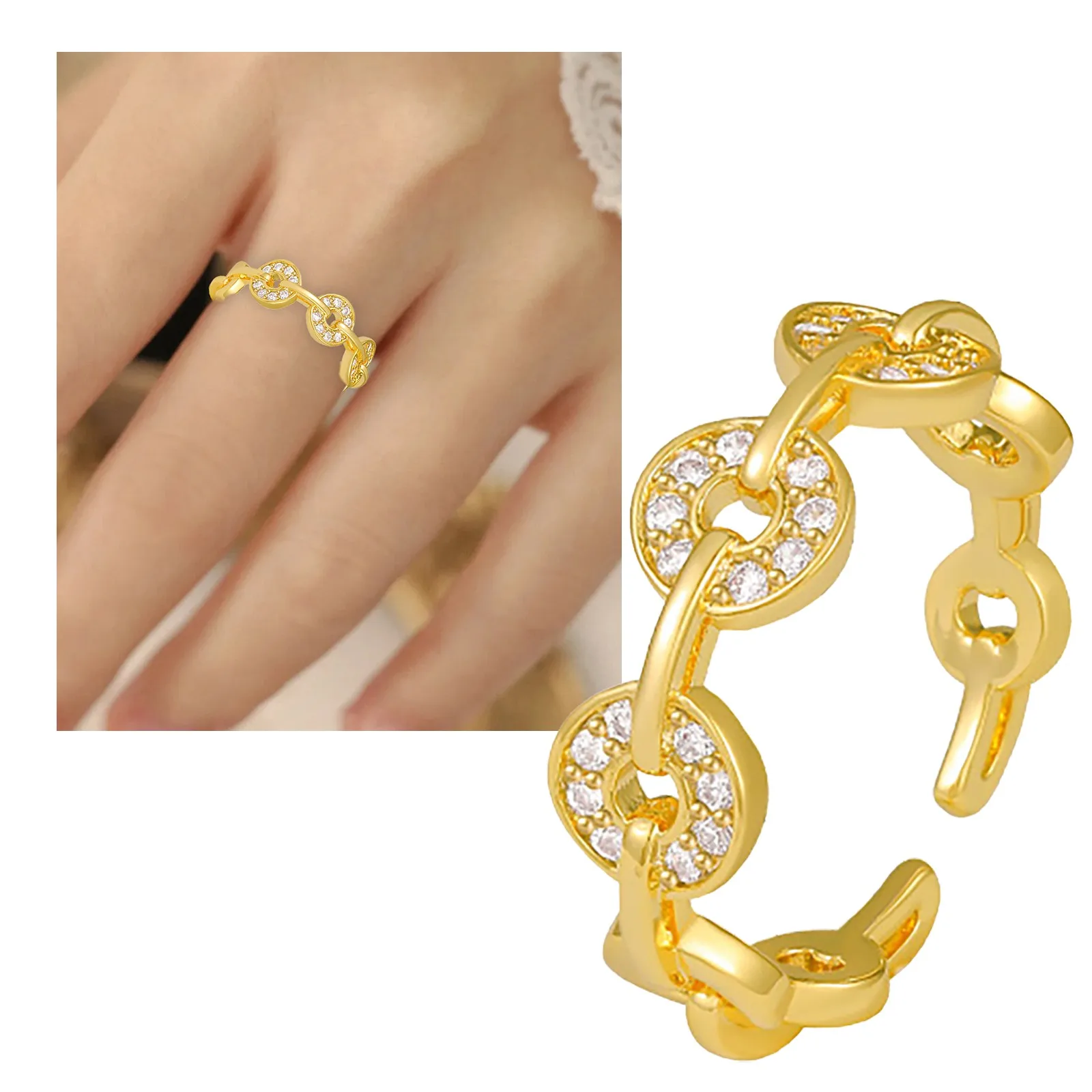 Ring Female Fashion Personality Design Ring Light Luxury High Sense Open Index Finger Ring.