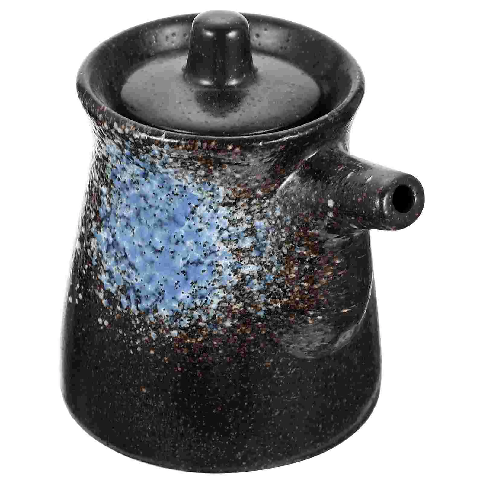 

Soy Sauce Dispenser Bottle Seasoning Pot Peppers Holder Spices Vinegar Blue Ceramics Cooking Oil