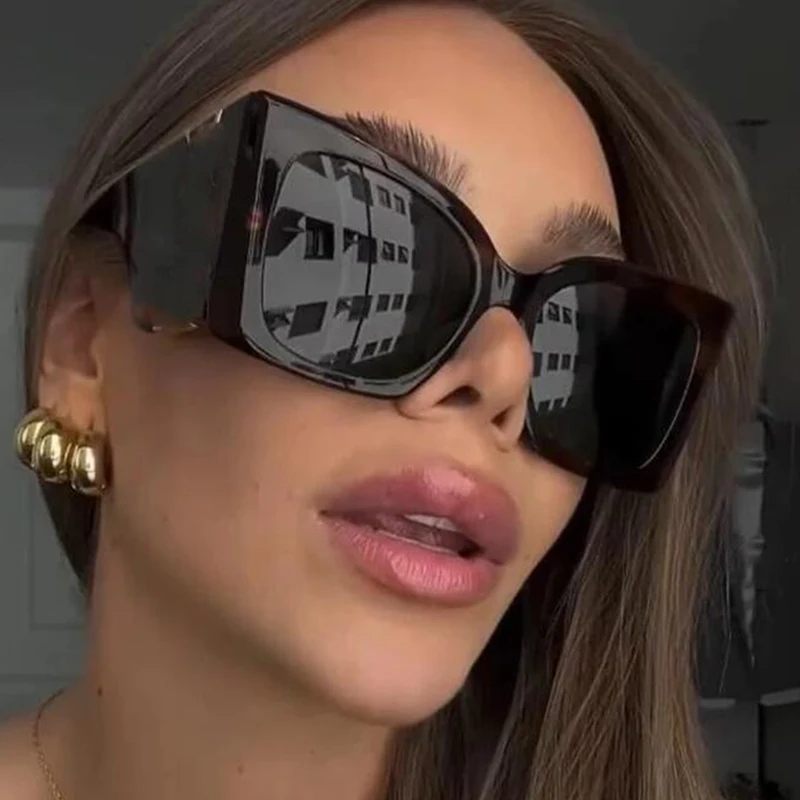 نظارات شمسية قديمة كبيرة الحجم للنساء والرجال ، مصمم علامة تجارية عتيقة ، مربع ، إطار سميك ، أرجل واسعة ، نظارات شمسية ، ظلال ، حماية UV400