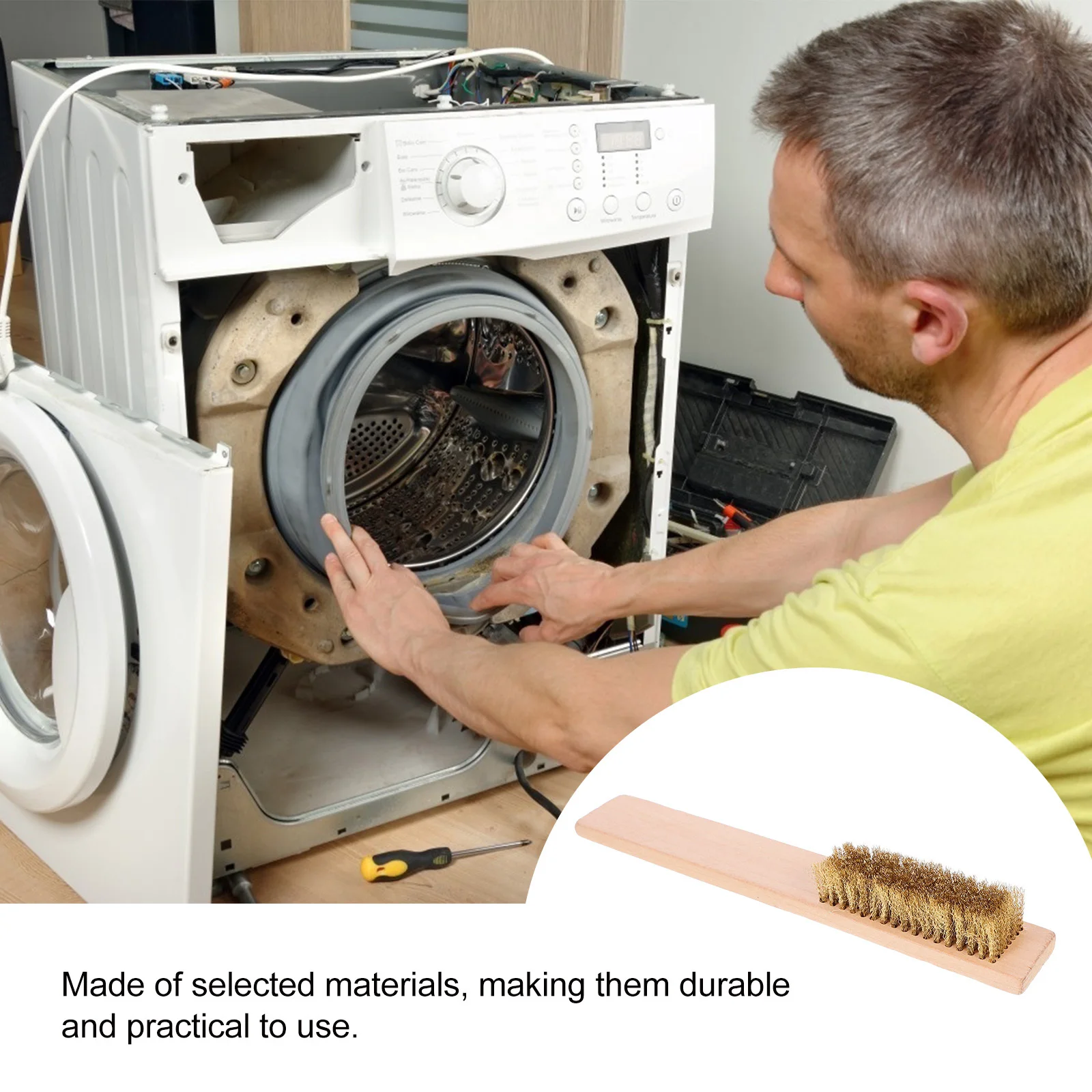 2 قطعة فرشاة إزالة الشمع على الجليد شعيرات نحاسية مقبض خشبي للوحة التزلج لوح التزلج لوح منزلق الغسيل التنظيف العميق #2