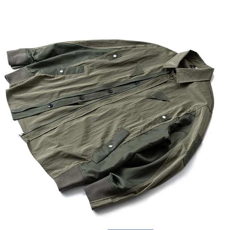 Personalized Multi Material Splicing Loose Casual Jacket Top Spring  Autumn Style Jacket, Men's and Women's Trendy