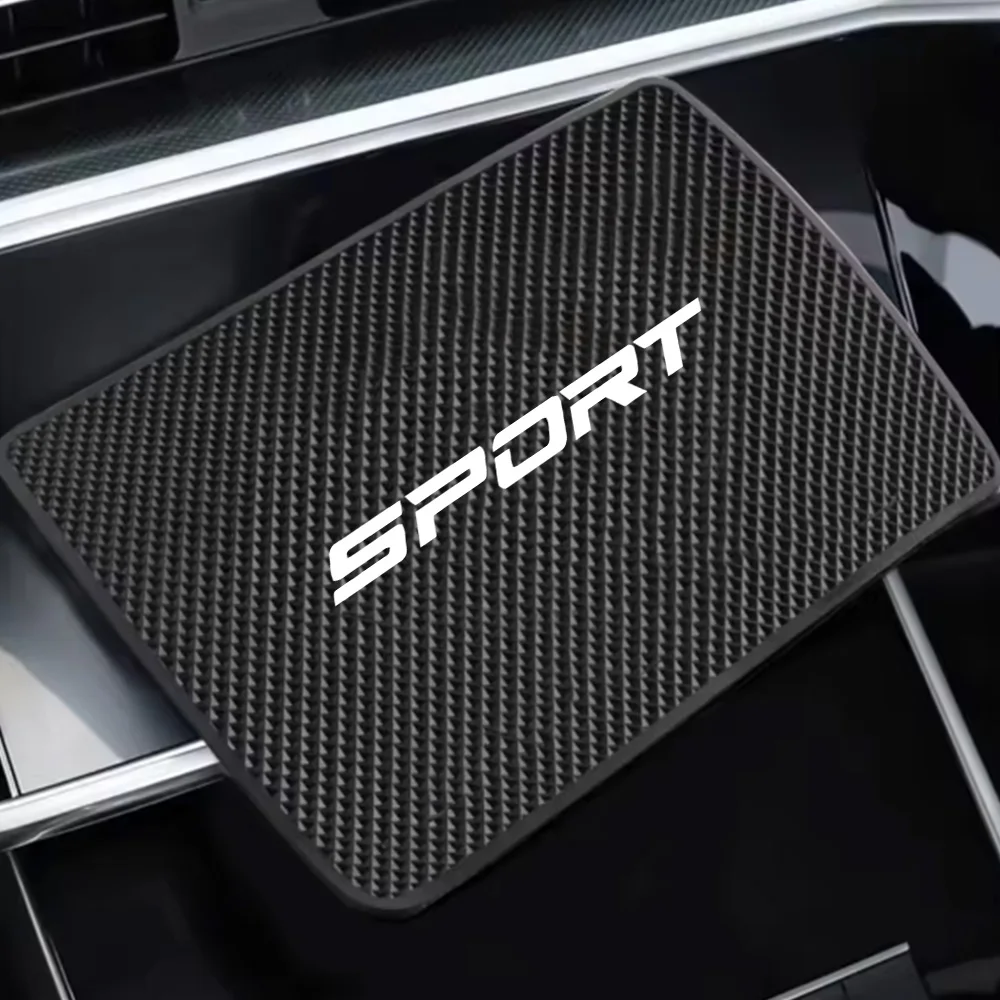 Car Anti-Slip Mat with White Lettering, Sports Style, Phone and Key Storage Rack, Dashboard Adhesive Magic Mat, Center Console Storage Mat, Car Interior Accessories