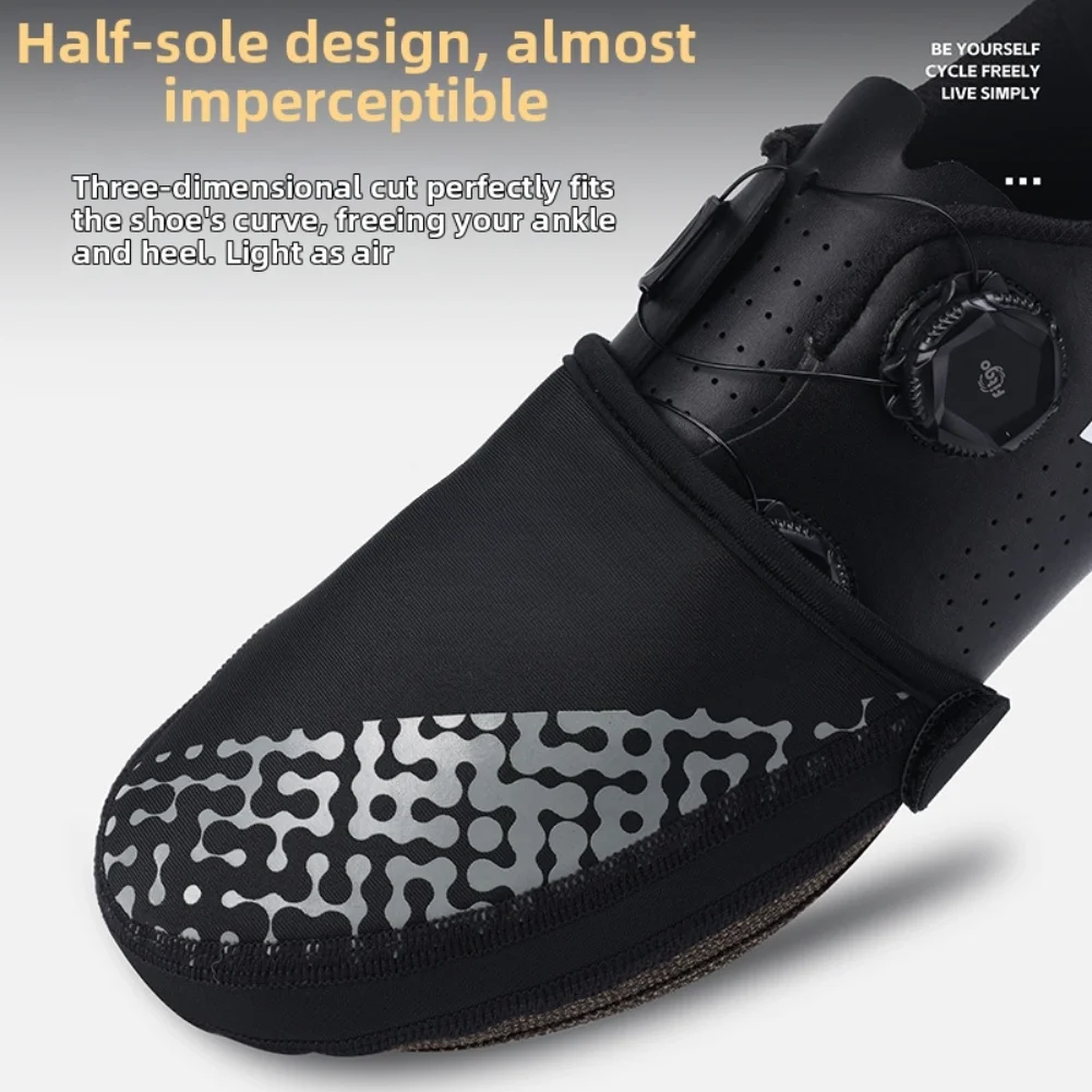 

Lockable Breathable Warm Bicycle Shoe Covers Half Length Windproof Design for Road Mountain Biking Commuting and Competition