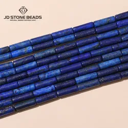4x13mm Natural Stone Lapis Lazuli Round Tube Shape Cylindrical Beads Loose Spacer For Jewelry Making Bracelet Necklace Accessory