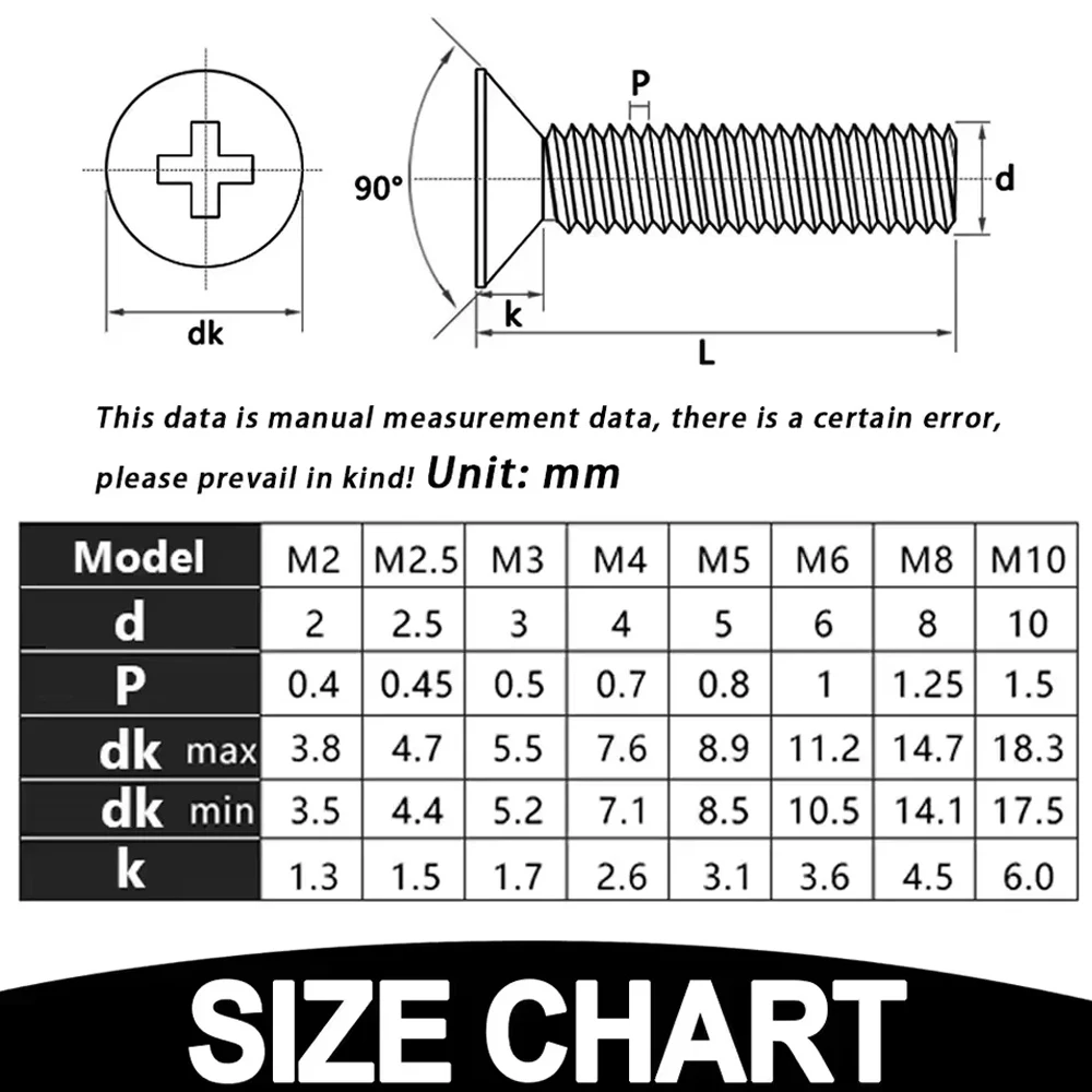 M2 M2.5 M3 M4 M5 M6 M8 Phillip Flat Head Screw Cross Countersunk Screws Solids Pan Head Copper Machine Brass Bolt 2-55pcs