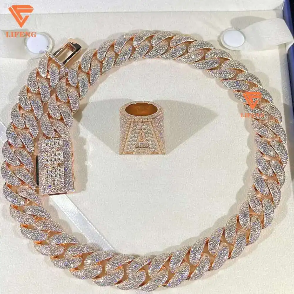 

Lifeng Jewelry 18mm Bubble Cuban Chain Ice Out 5 Rows Vvs Moissanite Miami Cuban Link Chain Custom Name Necklace Rose Gold Chain