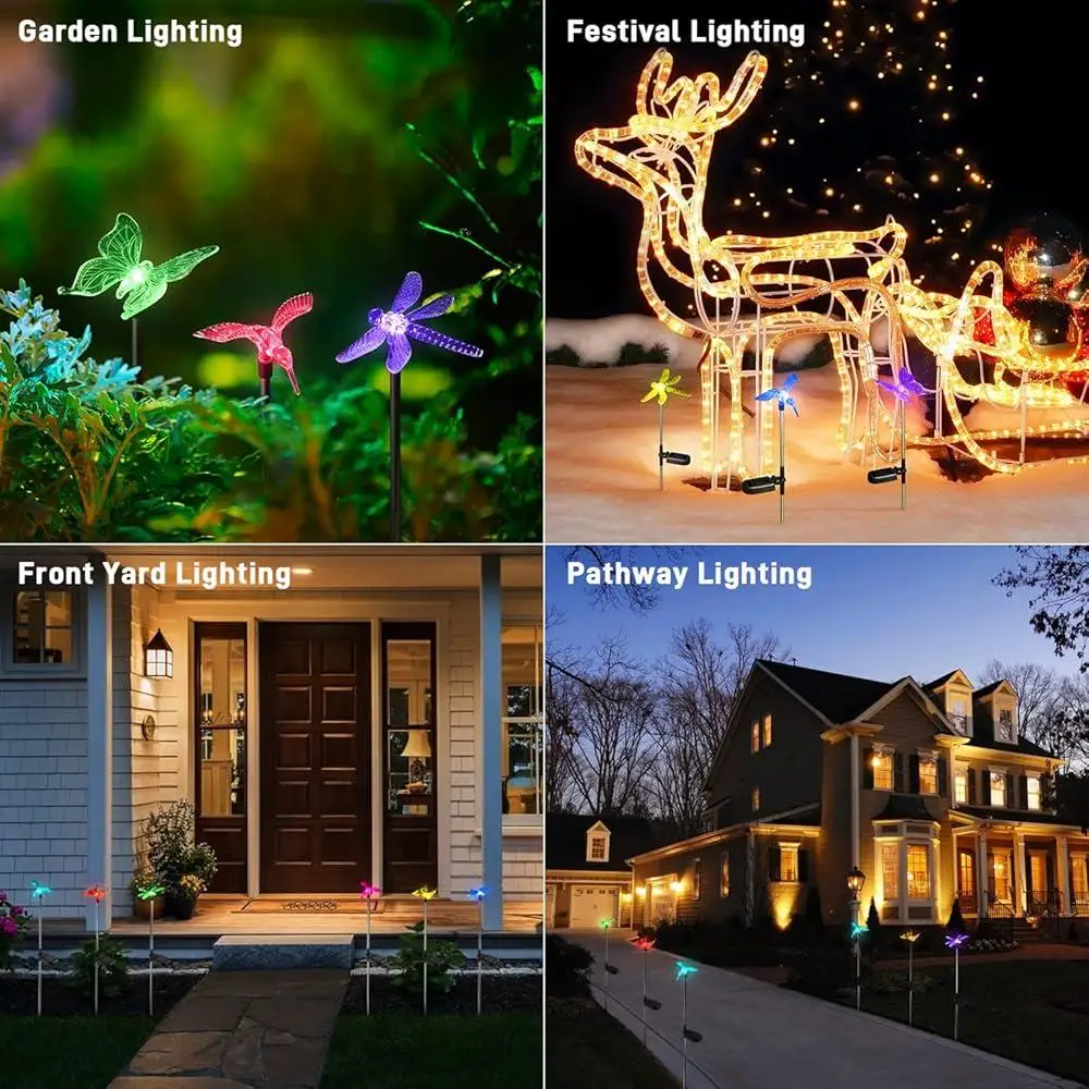 USB Rechargeable Solar Garden Lights Motion Sensor Under Cabinet Lighting 3-Pack Auto-On Off Home Outdoor Illumination
