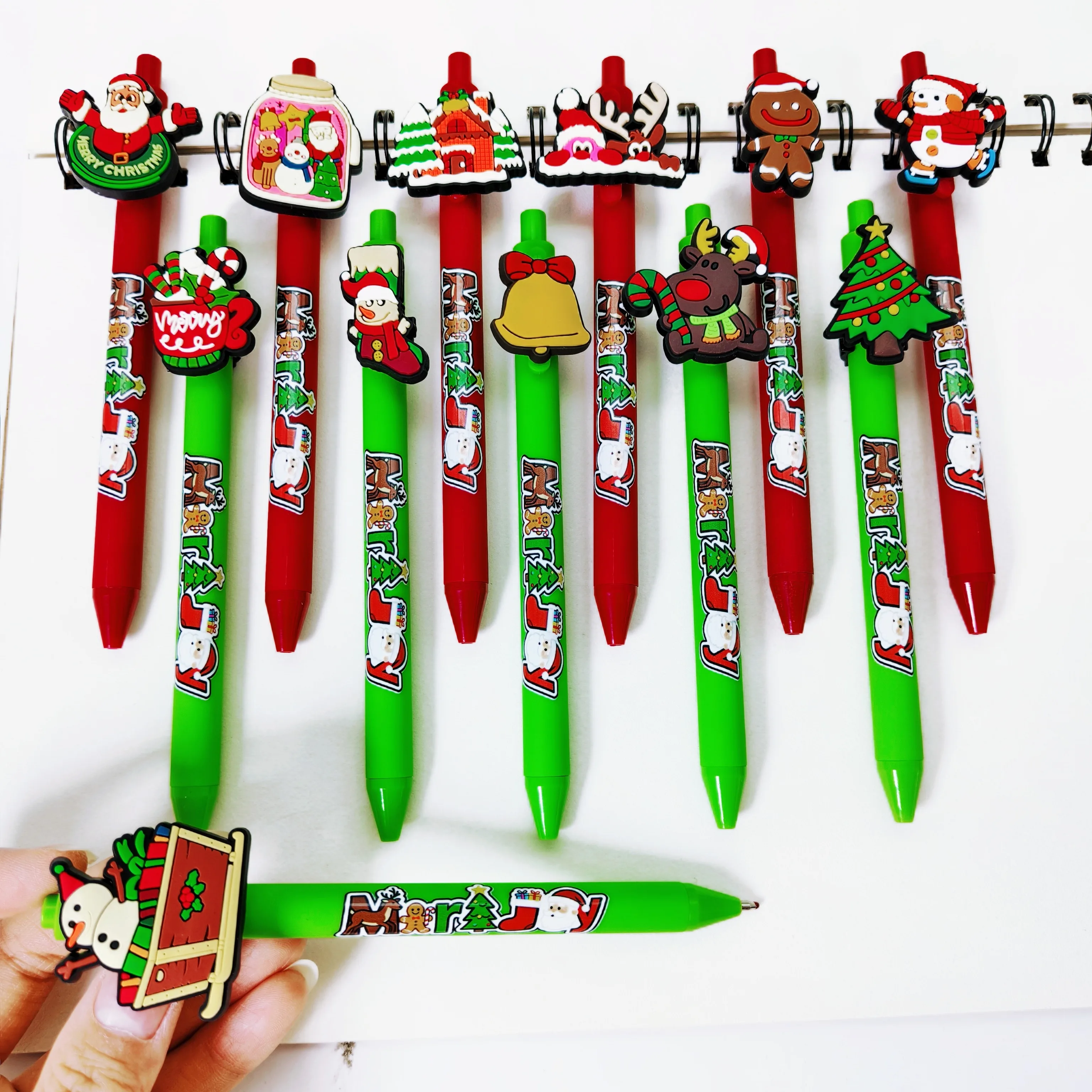 

10pcs/15pcs Christmas themed ballpoint pen, Santa Claus ballpoint pen, daily office stationery, student writing pen