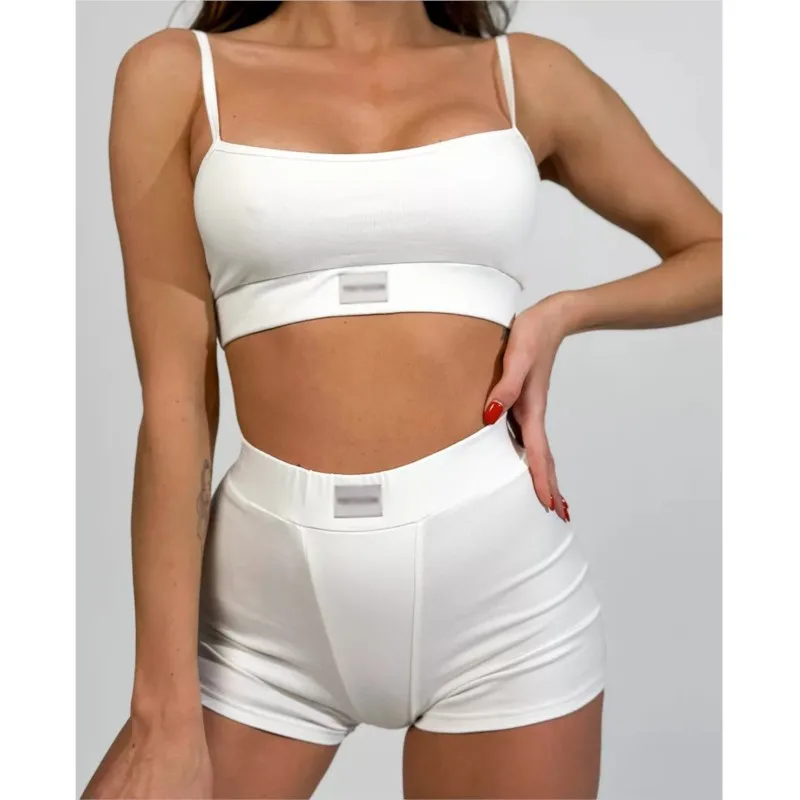 New Two Piece Set Shorts And Top Cotton Fitness Sports Suit Women\'s Shorts Pants Sets 2 Piece Sets Women Outfit Women Clothing