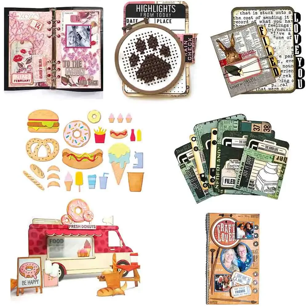 Billets onglets Alphabet planificateur base matrices de découpe en métal Dessert nourriture camion Art fête Die pour bricolage Scrapbooking carte artisanat fabrication