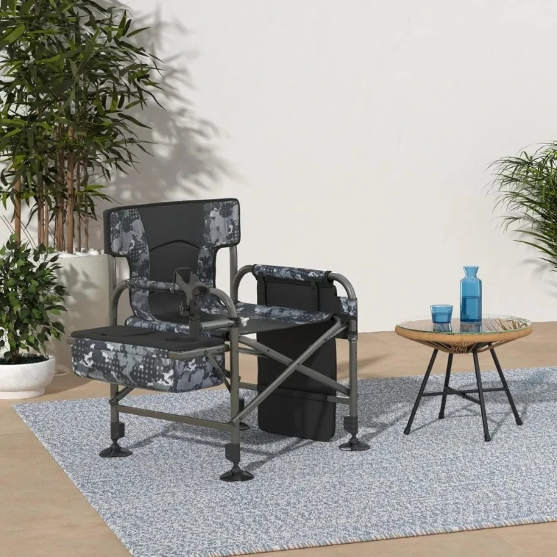 

"Portable Folding Ice Fishing Chair with Adjustable Legs, Cooler Bag, and Rod Holder for Outdoor Adventures"