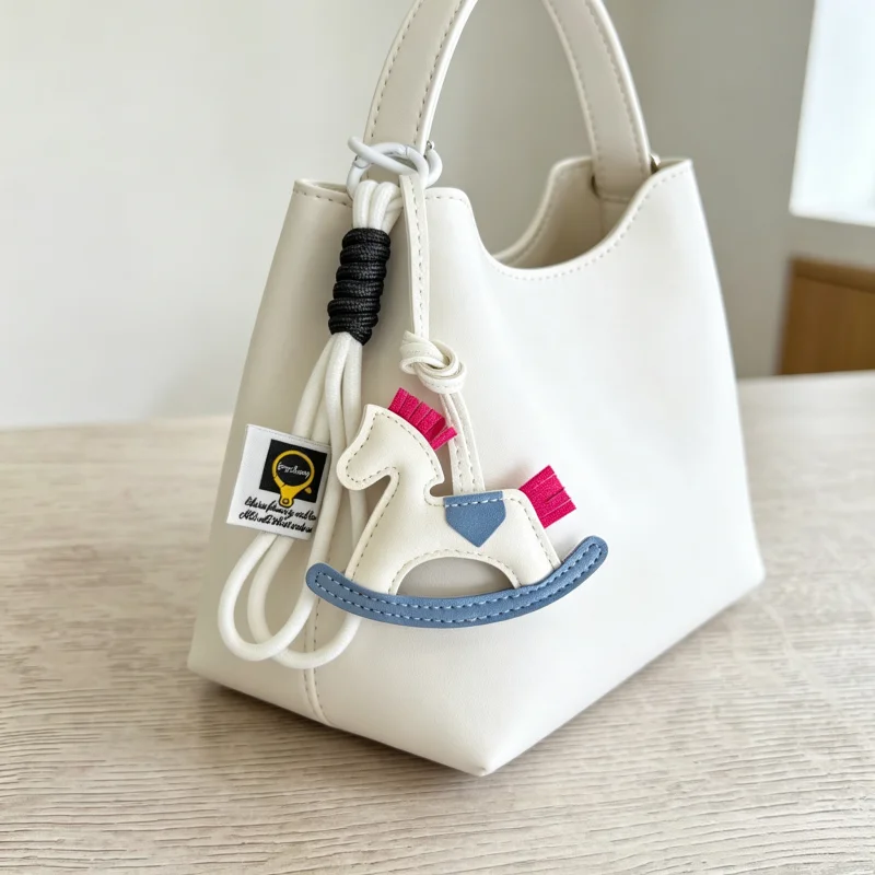 1 Piece Charm PU Leather Pony Horse Keychain Braided Rope Backpack Pendant For Phone Bag Hanging Accessories Decoration