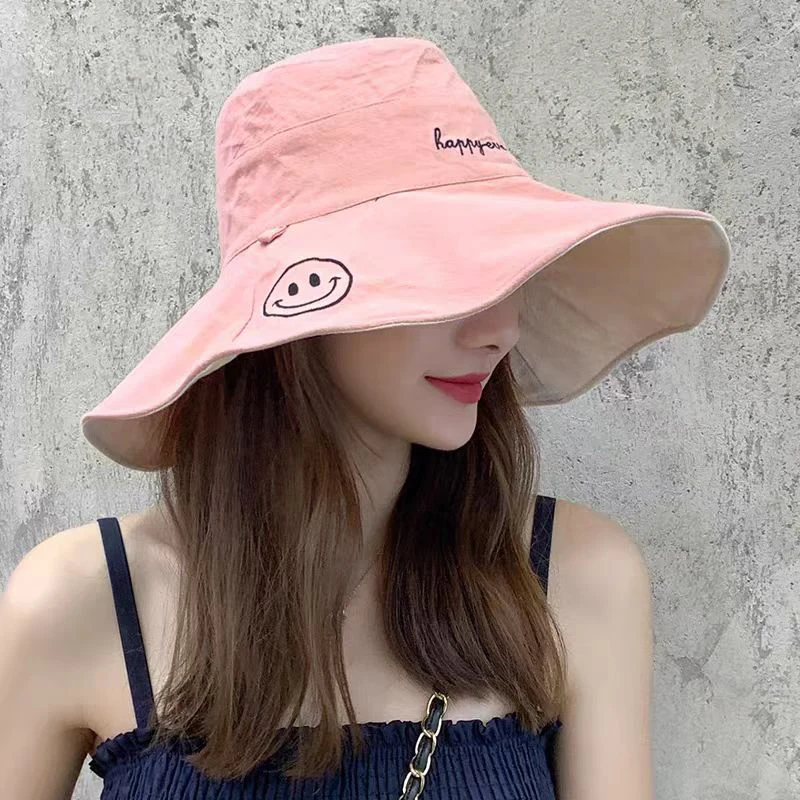 Women's Wide-Brimmed Sun Hat - 100% Cotton Fisherman Hat, Korean and Japanese Style Summer Travel Beach Outdoor Activity Sun Hat view 3
