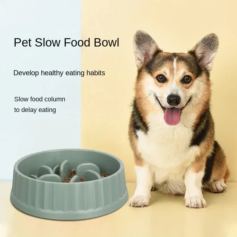 Pet food utensils Slow food bowl Pet dog bowl Thick anti-slow food column anti-pharyngeal bowl