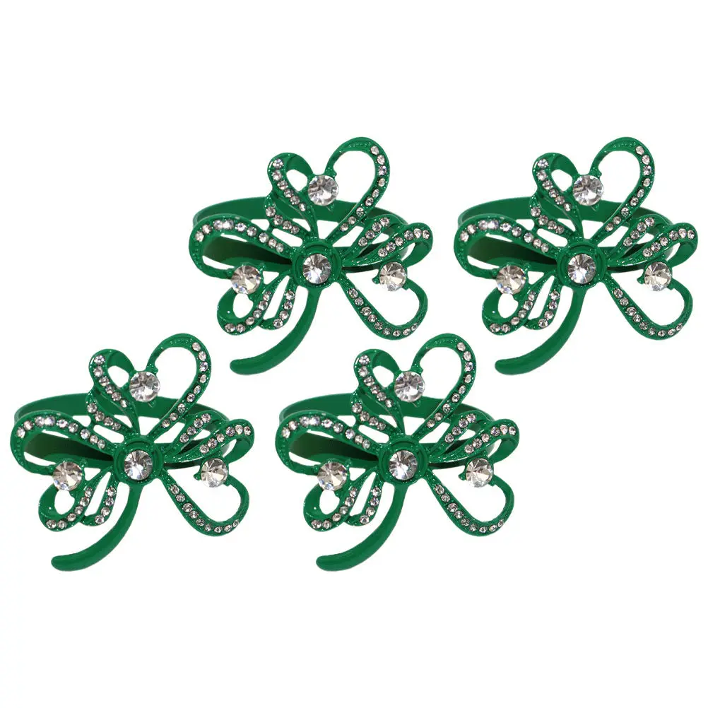 

Набор из 4 элегантных держателей для салфеток в форме клевера для праздничного банкета, украшения стола, набор колец для салфеток