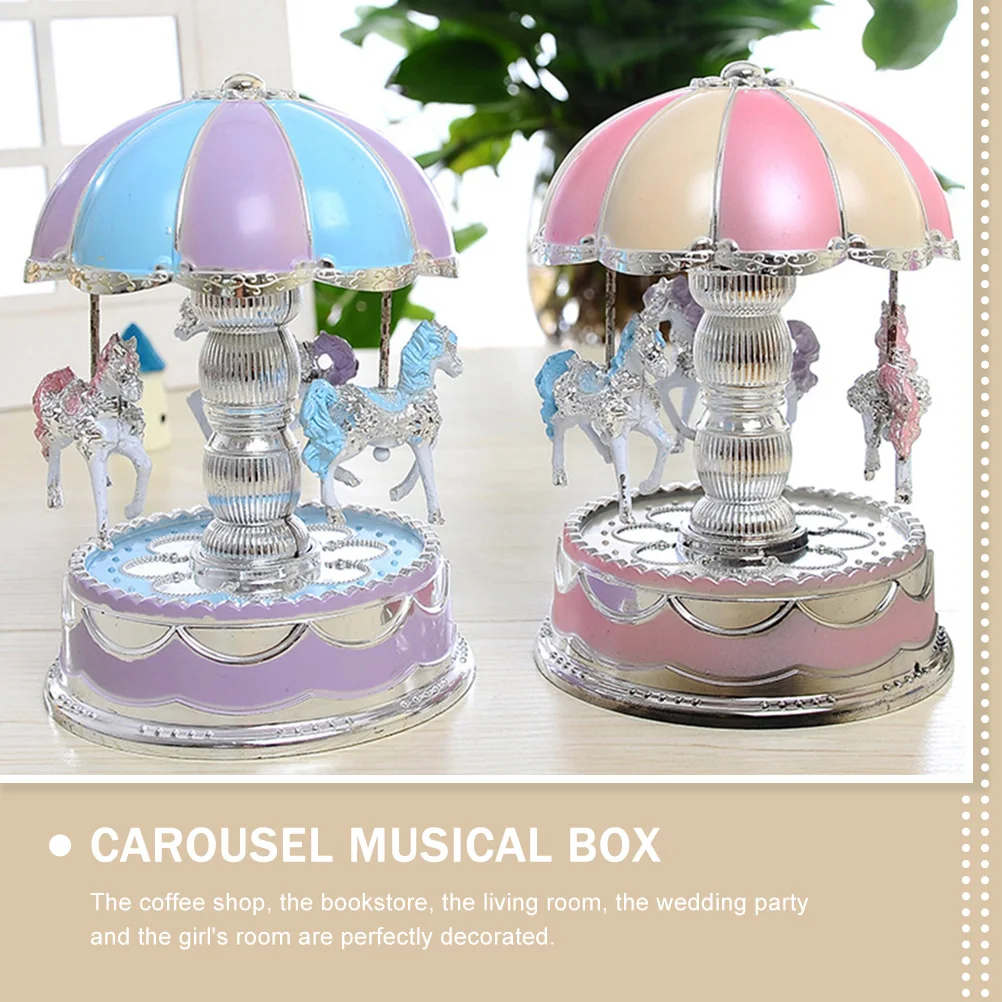 

2pcs Carousel Musical Box Clear Sound Bedroom Living Room Study Office Decor Birthday Gift Toy Kids Christmas Gifts