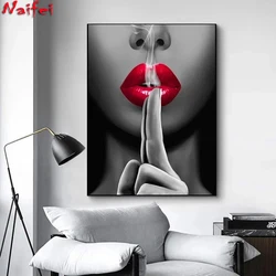 Sexy Red Lips Girl Smoking 5D Diy Diamond Painting Cross Stitch Kits Diamond Embroidery Mosaic Picture Rhinestones Home Decor