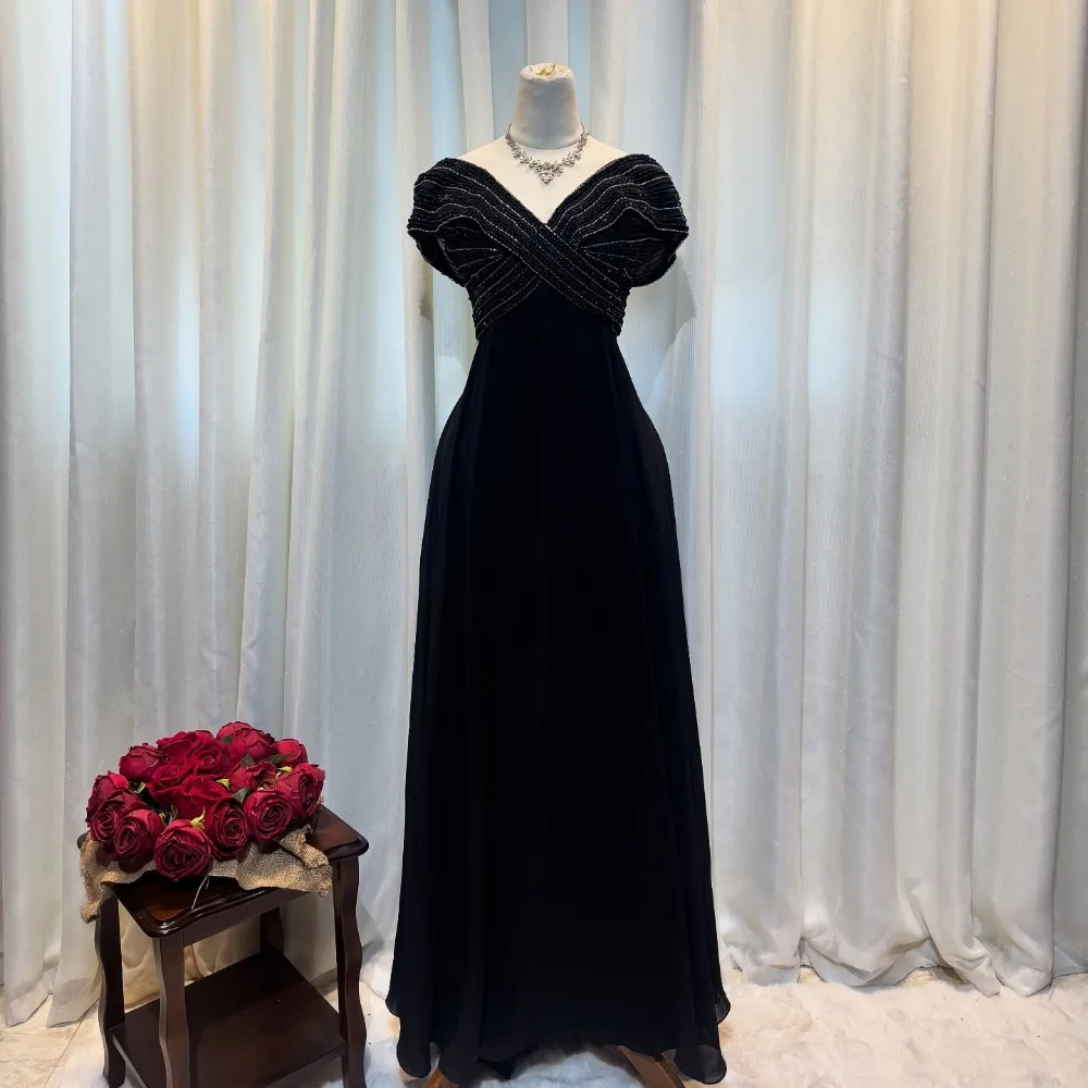 

Customized Sexy Sparkle Jersey Beading Sequined A-line Off-the-shoulder Long Dresses Bespoke Occasion Dresses Sizes Available