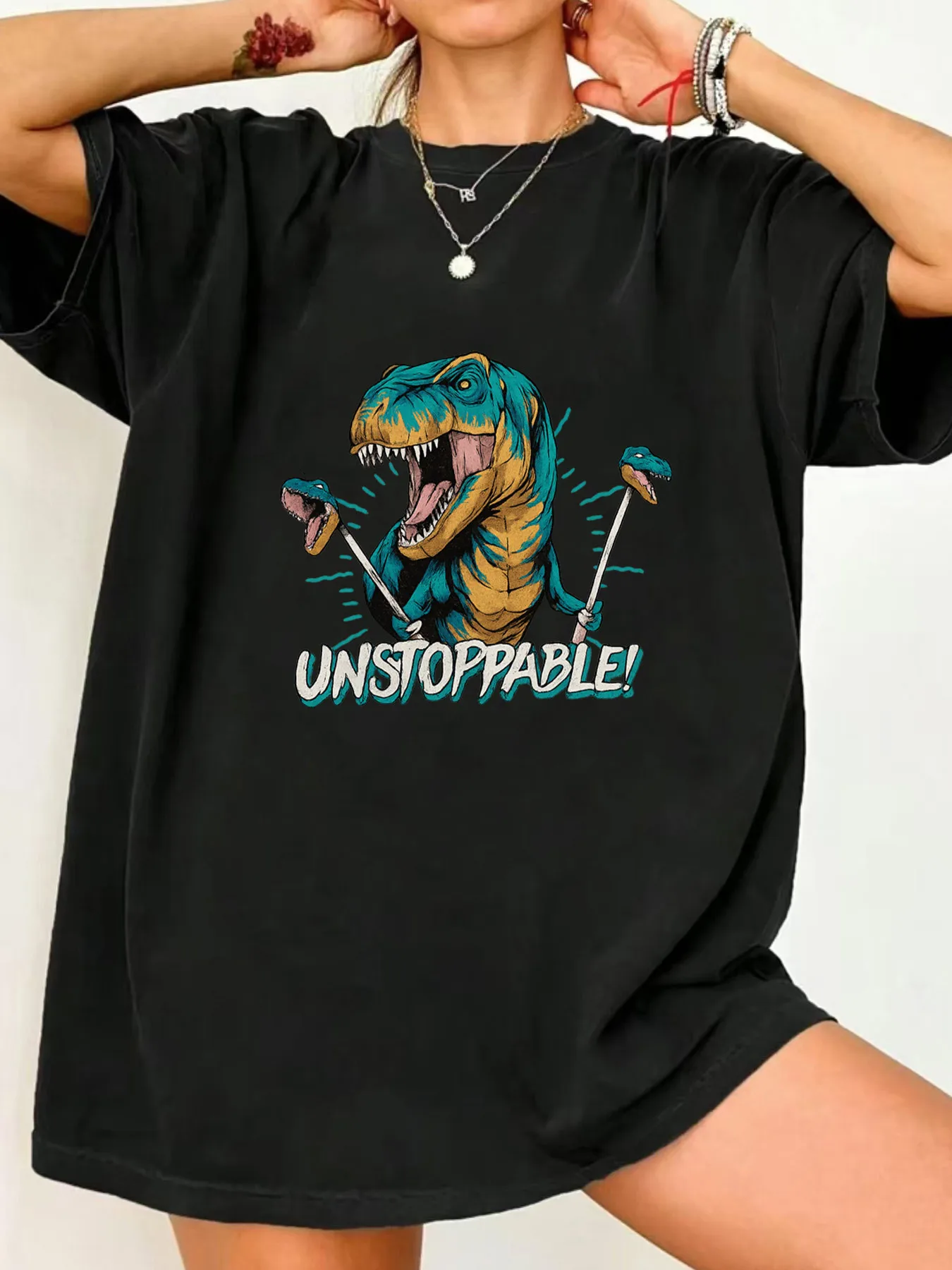 

【007544】Женская футболка больших размеров с круглым вырезом и короткими рукавами, эластичными полурукавами и модными принтами