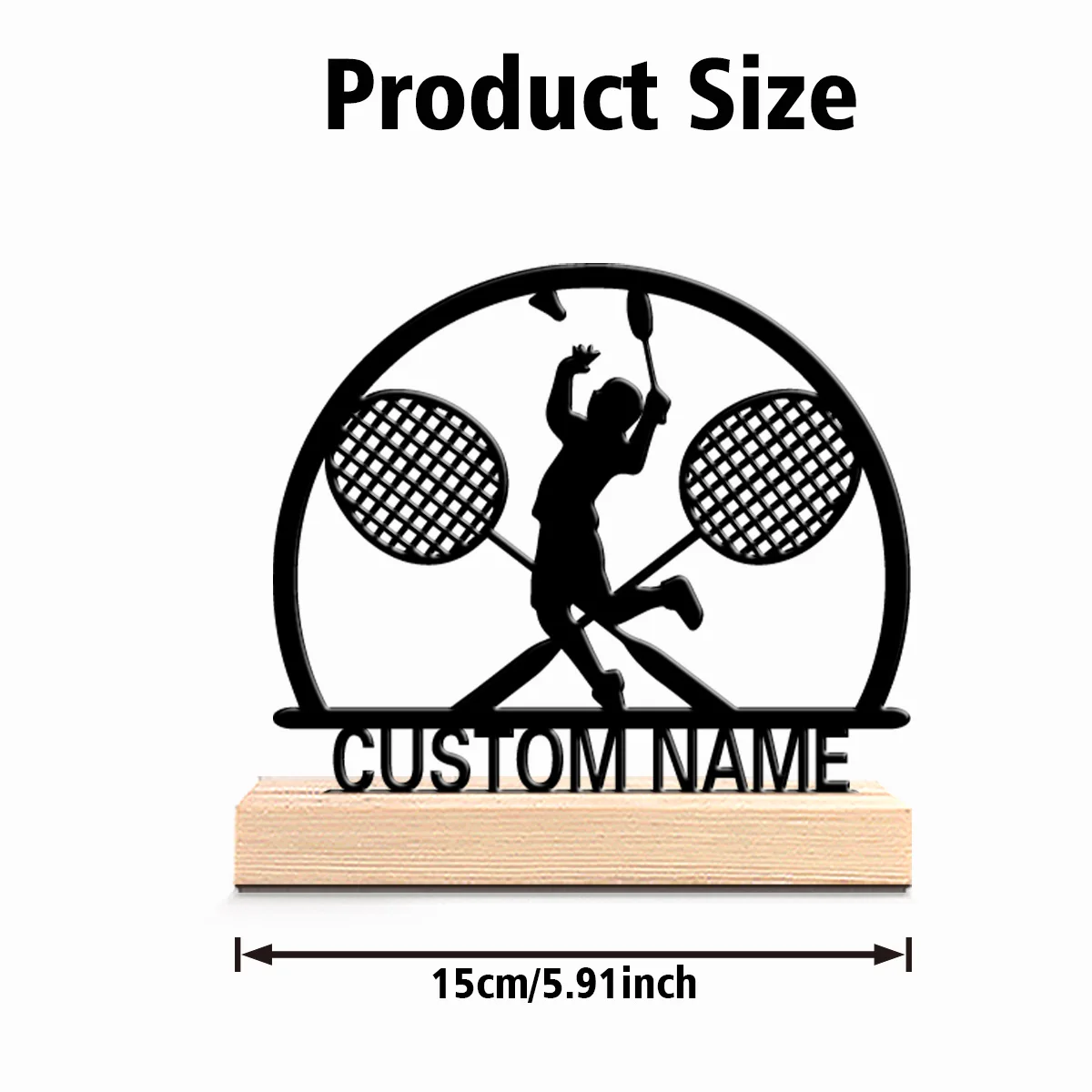 1pc Cute Personalized Custom play badminton Metal Statues Wooden Accent Wall Decor for Living Room Bohemian Eclectic Home Style