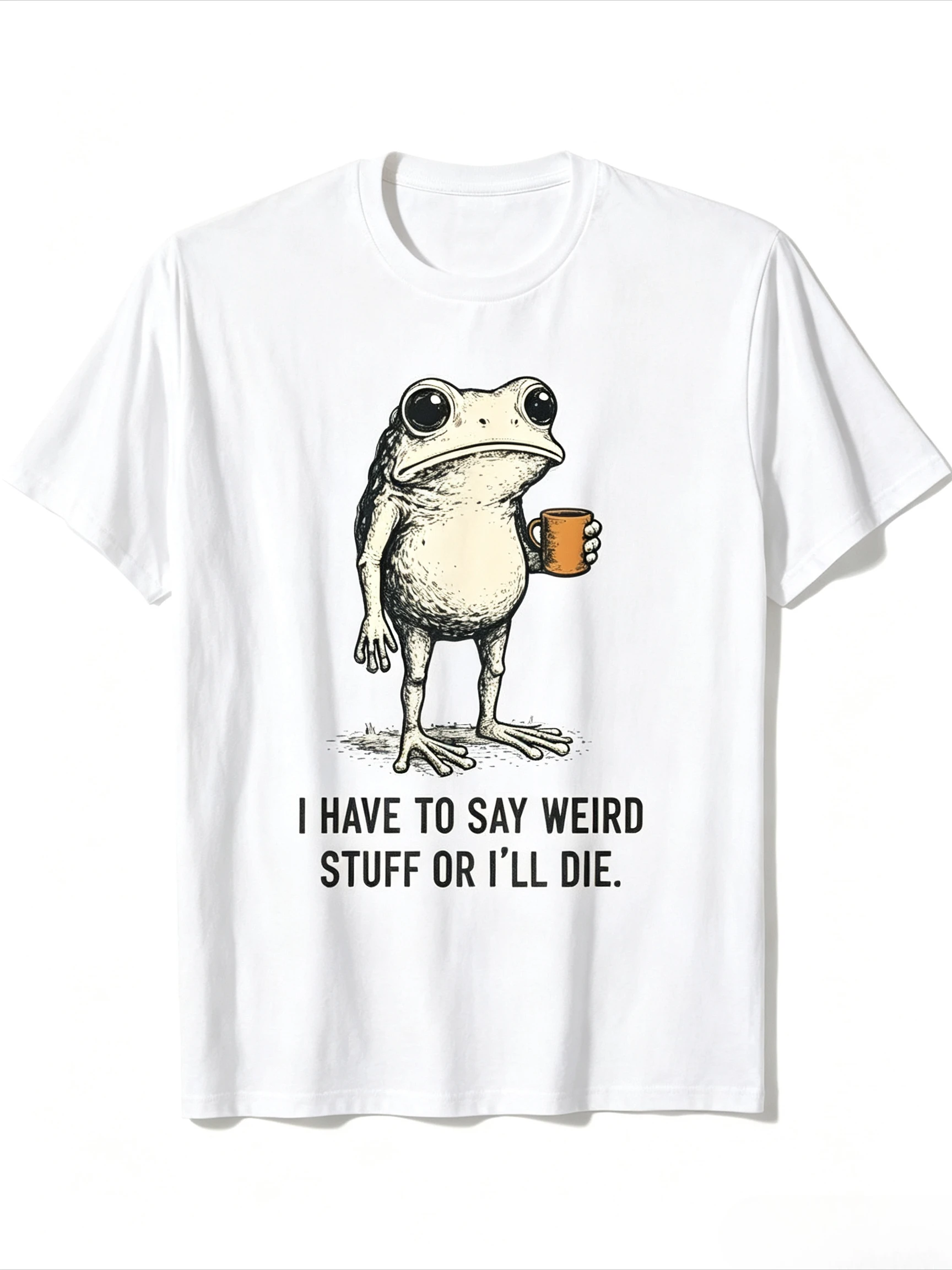 Funny Retro Animal Graphic T Shirt Men Women Short Sleeve Frog Slogan Humor Trend Premium Cotton Street Tops