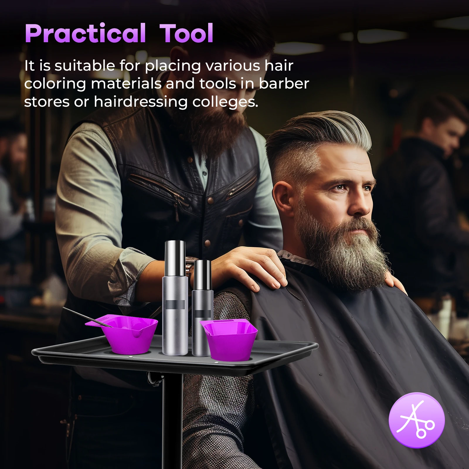 

Adjustable Mobile Cart Rolling Instrument Tray Trolley for Beauty, Hair Salon, SPA Black Service Trolley