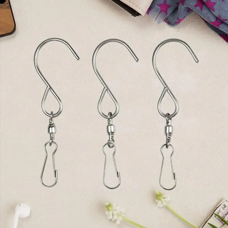1 5Pcs Swivel Hook Clips For Hanging Wind Spinners Wind Chimes Crystal Twister Party Rotating S Hook Decoration Supply
