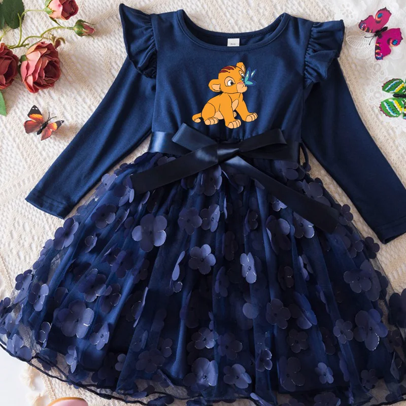 The Lion King Girl Baby Dresses Spring Autumn Child Long Sleeve Sweet Princess Dress Newborn Casual Dress Birthday Party 2-6Y