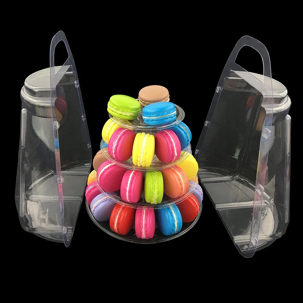 6 Tiers Round Macaron Tower Stand Plastic Transparent Cake Stand Macaron Display Rack Desserts Cupcake Holder Platter for Party